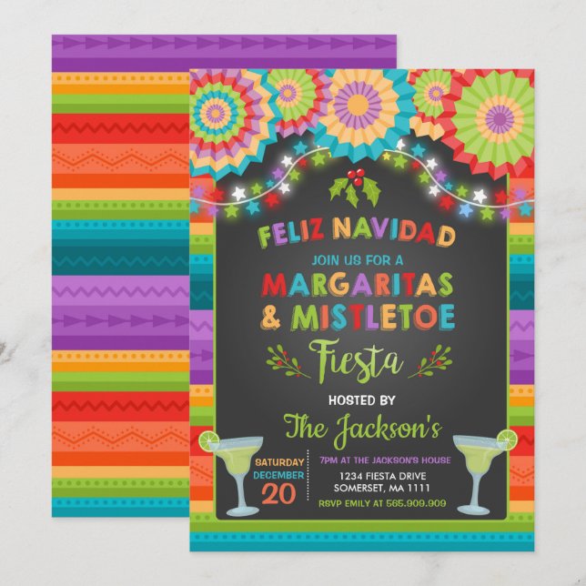 Margaritas and Mistletoe Holiday Party Invitation (Front/Back)