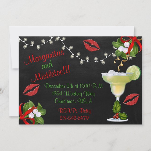 Margaritas and Mistletoe Lights Party Invite (Front)