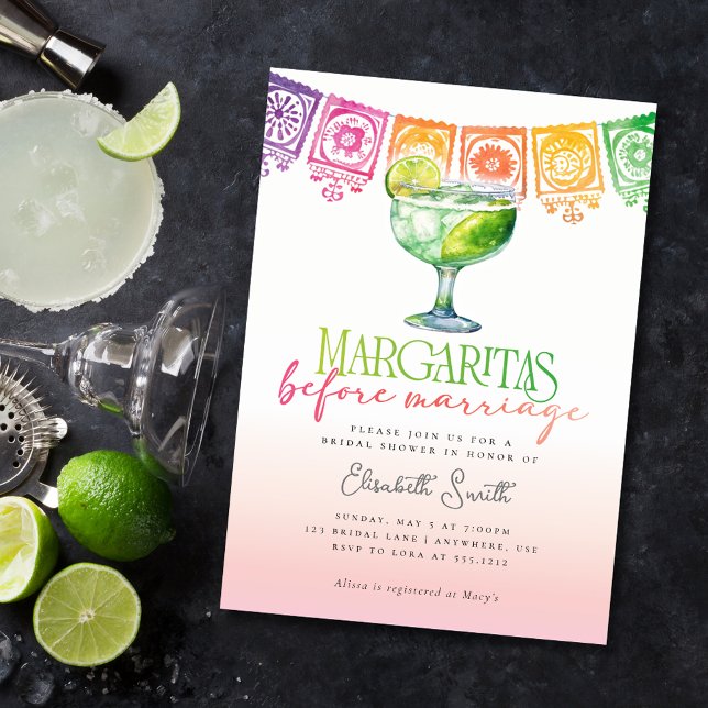 Margaritas before Marriage Fiesta Bridal Shower Invitation (Creator Uploaded)