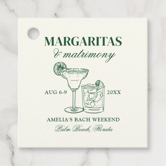 Margaritas & Matrimony Bach Favour Tags (Front)