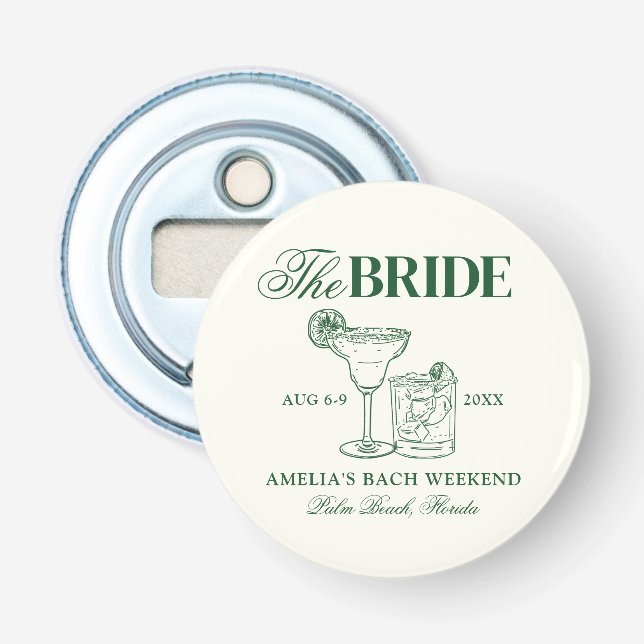 Margaritas & Matrimony Bachelorette The Bride Bottle Opener (Front)