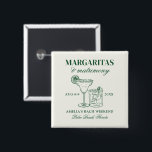 Margaritas & Matrimony Bachelorette Weekend 15 Cm Square Badge<br><div class="desc">This design features trendy bold text with hand drawn cocktails and a green margarita theme.</div>
