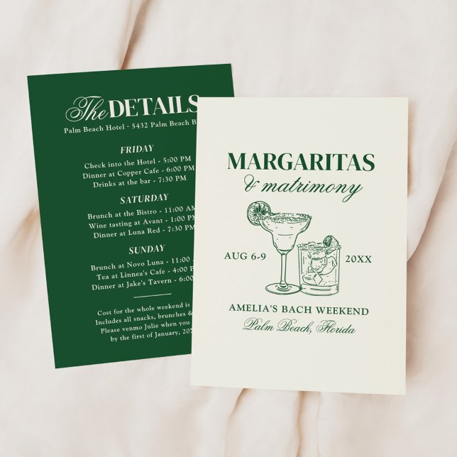 Margaritas & Matrimony Bachelorette Weekend Invitation (Creator Uploaded)