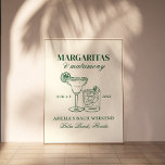 Margaritas & Matrimony Bachelorette Weekend Poster<br><div class="desc">This design features trendy bold text with hand drawn cocktails and a green margarita theme.</div>