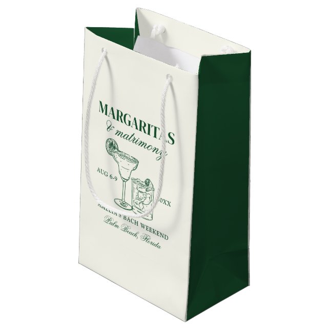 Margaritas & Matrimony Bachelorette Weekend Small Gift Bag (Back Angled)