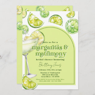 Margaritas & Matrimony Green Groovy Bridal Shower Invitation