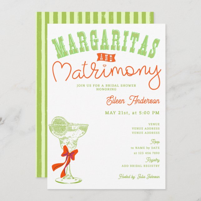 Margaritas & Matrimony Tulum Bachelorette Party Invitation (Front/Back)