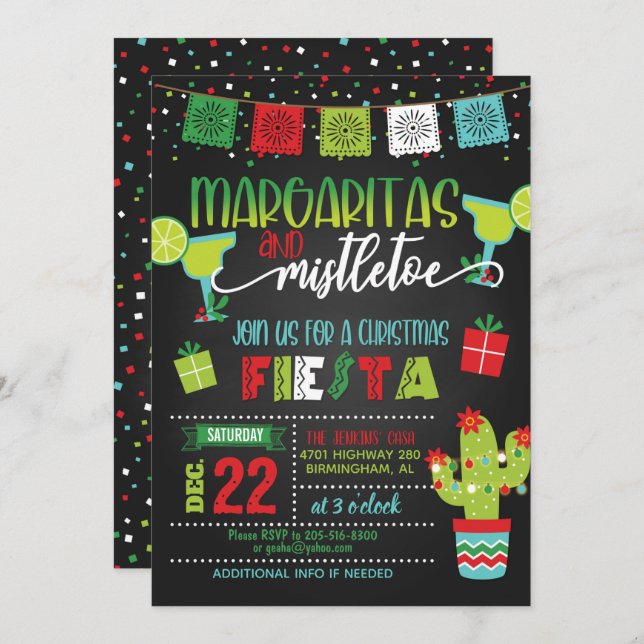Margaritas & Mistletoe Christmas Party Invitation (Front/Back)
