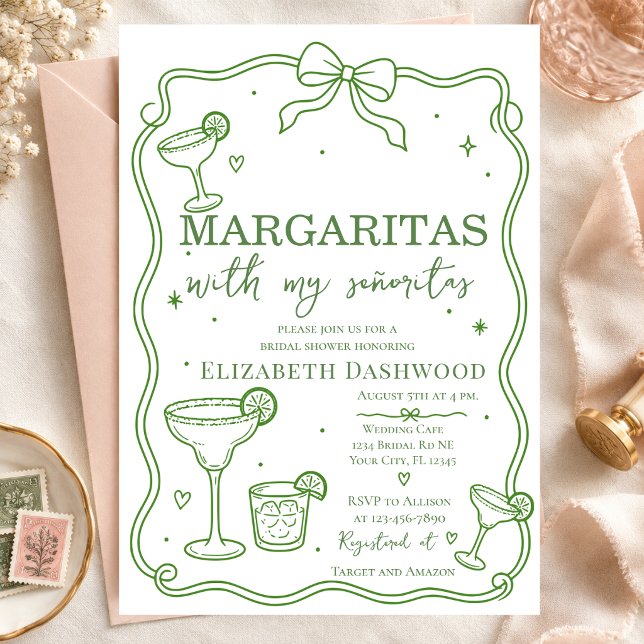 Margaritas pool scribble Party Cocktail Bridal  Invitation (Creator Uploaded)