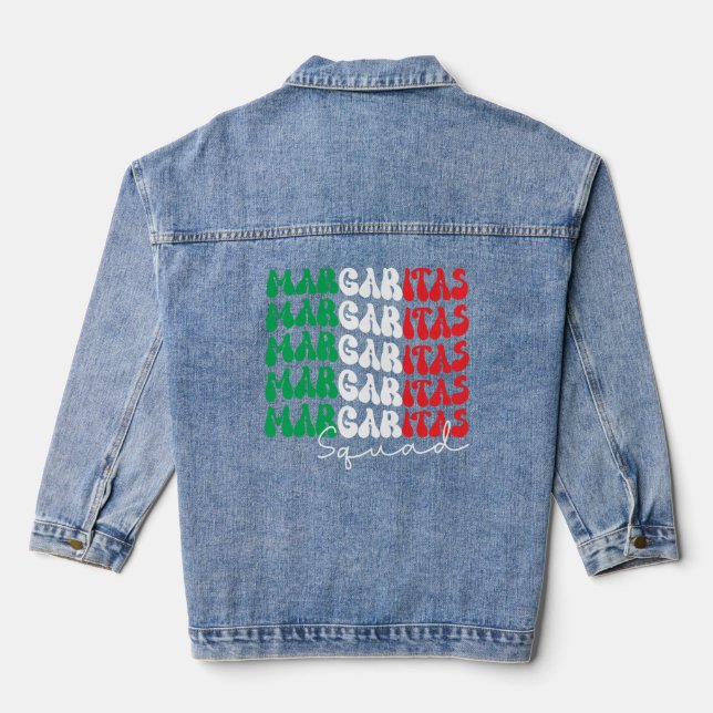 Margaritas Squad Retro Design Denim Jacket (Back)