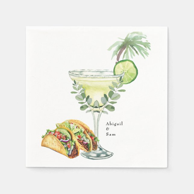 Margaritas & Tacos Tropical Wedding Shower  Napkin (Front)