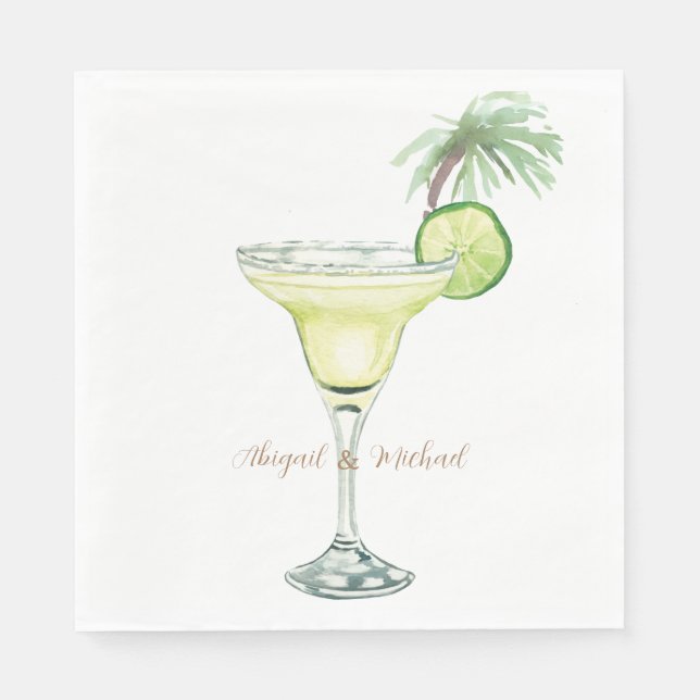 Margaritas Tropical Couple Names Luncheon Napkin (Front)