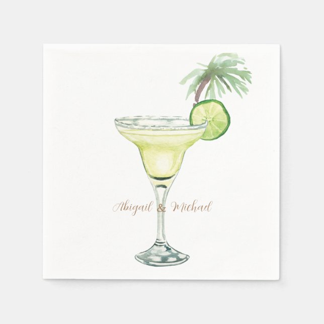 Margaritas Tropical Couple Names Napkin (Front)