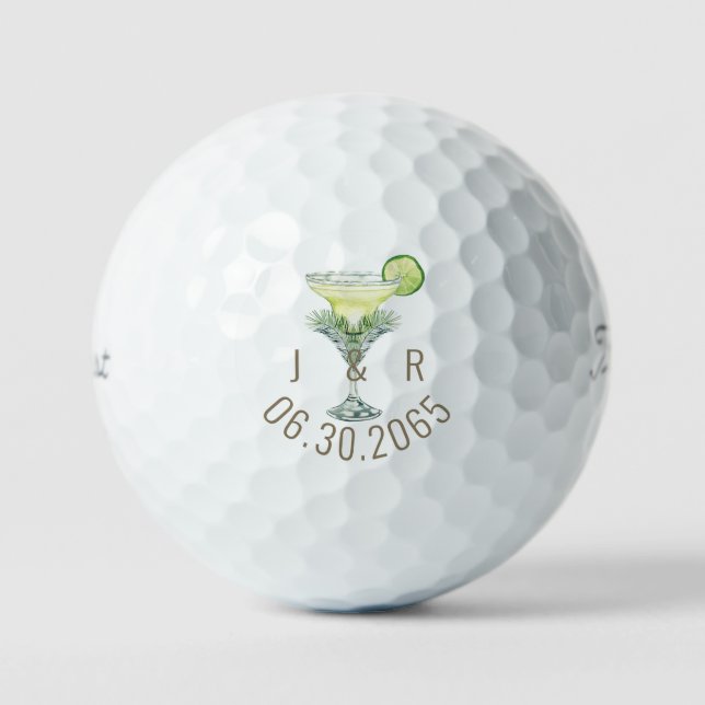 Margaritas Tropical Wedding Titleist Pro V1 Golf Balls (Front)