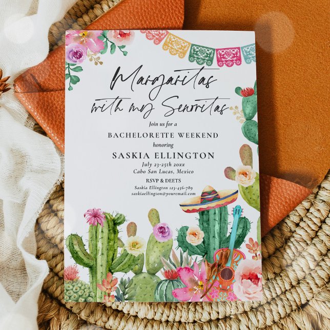 Margaritas With My Senoritas Bachelorette Party Invitation (Creator Uploaded)
