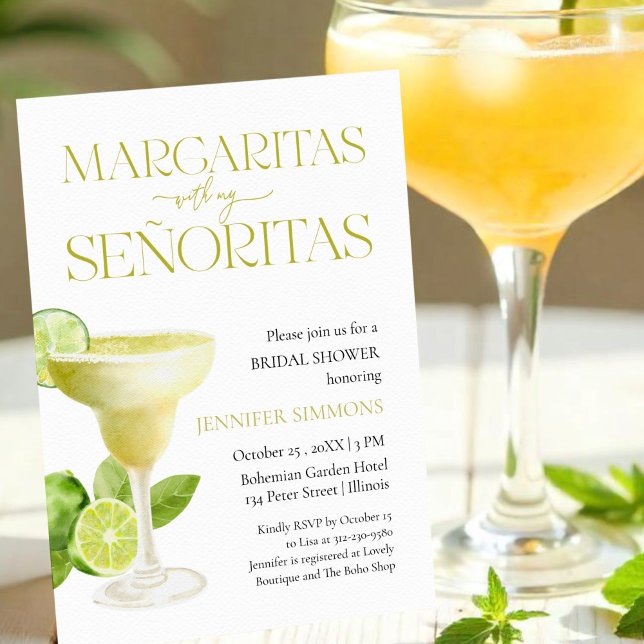 Margaritas With My Señoritas | Bachelorette Party  Invitation (Creator Uploaded)