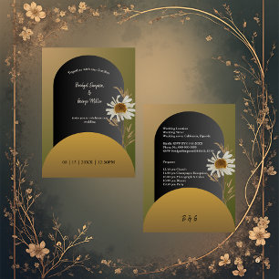 margarite autumn dried flowers wedding invitation
