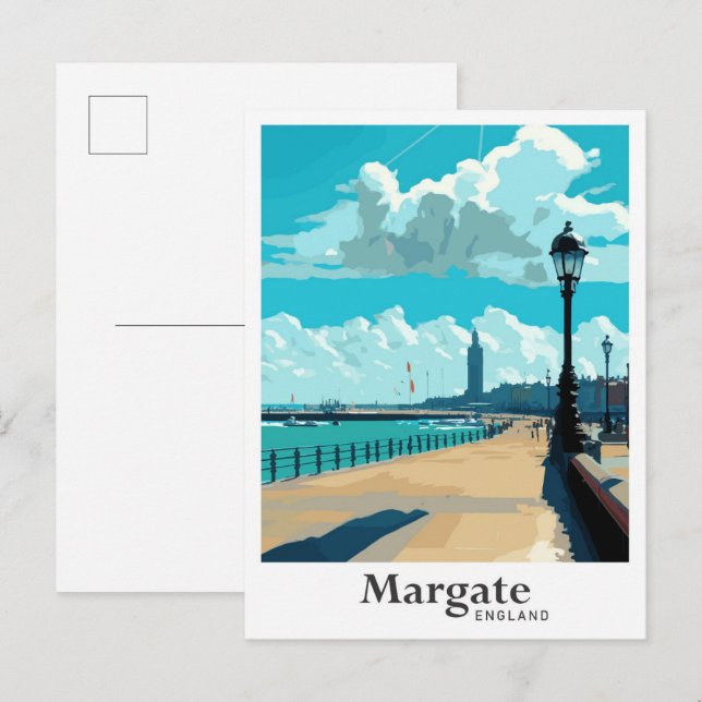 Margate England Art Vintage Travel Illustration Postcard (Front/Back)