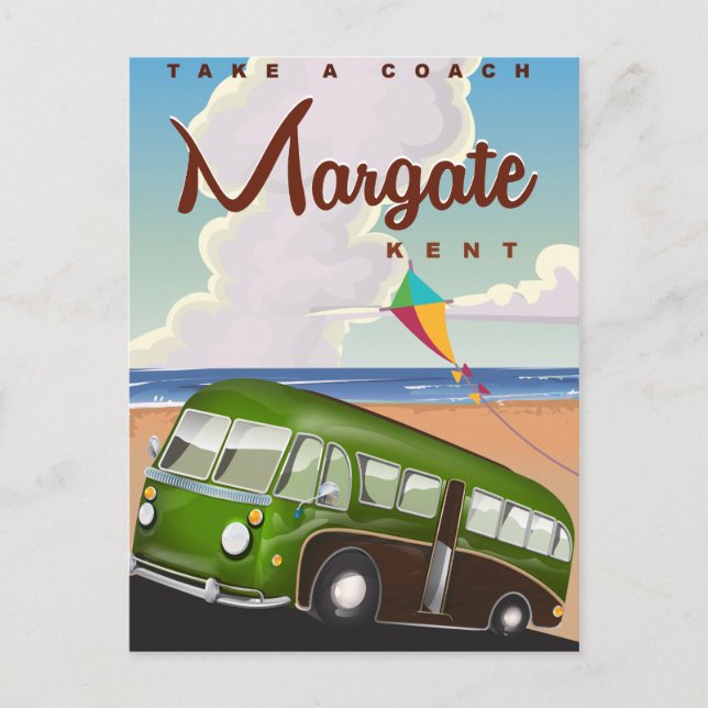 Margate Kent vintage Coach travel poster Postcard (Front)