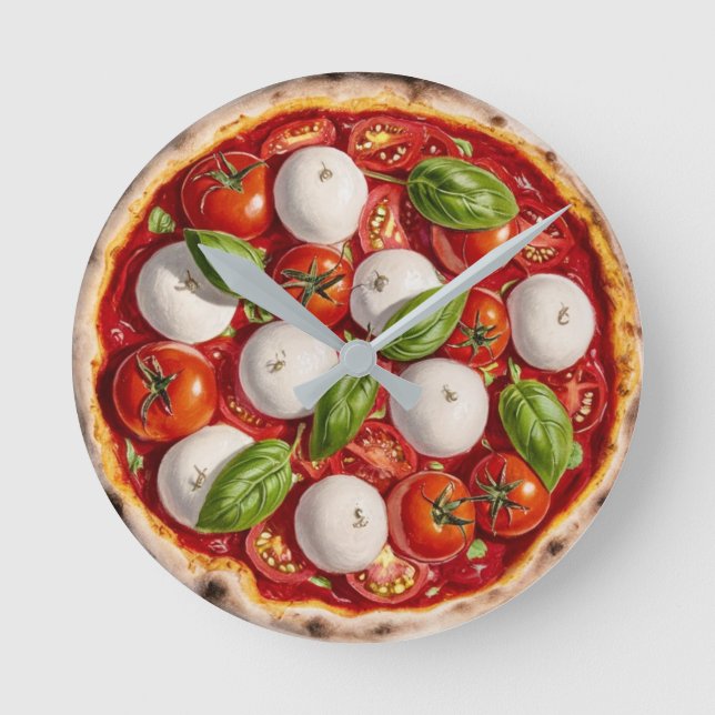 Margherita Pizza Round Clock (Front)