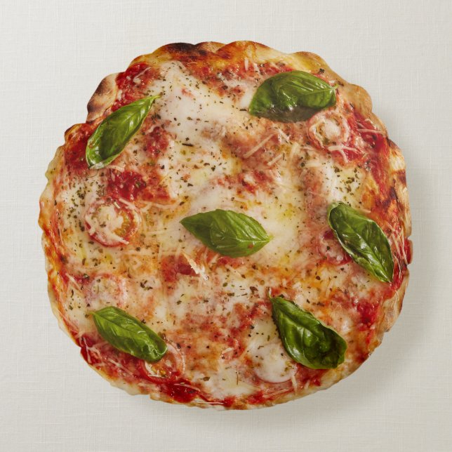 Margherita pizza with basil leaves novelty cushion (Front)