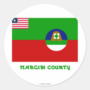 Margibi County Flag with Name Classic Round Sticker