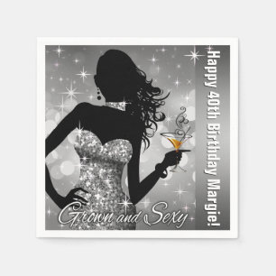 Margie Bling Bombshell Sparkle Birthday silver Napkin