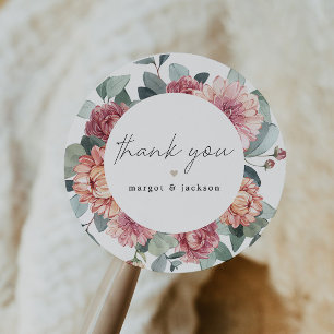 MARGOT Dusty Rose Blush Floral Bohemian Garden Classic Round Sticker