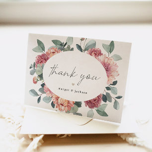 MARGOT Dusty Rose Blush Floral Bohemian Garden Tha Thank You Card