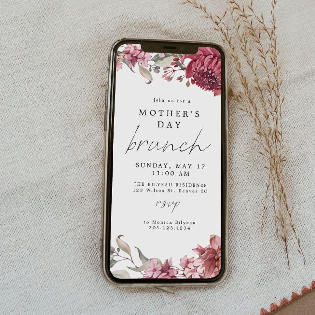 MARGOT Dusty Rose Blush Floral Mother's Day Brunch Invitation (Creator Uploaded)