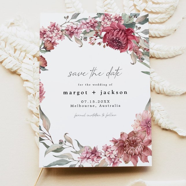MARGOT Dusty Rose Blush Floral Photo Save the Date Invitation (Creator Uploaded)