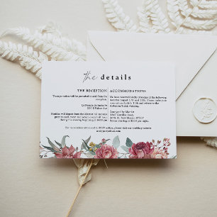 MARGOT Dusty Rose Blush Floral Wedding Detail Card
