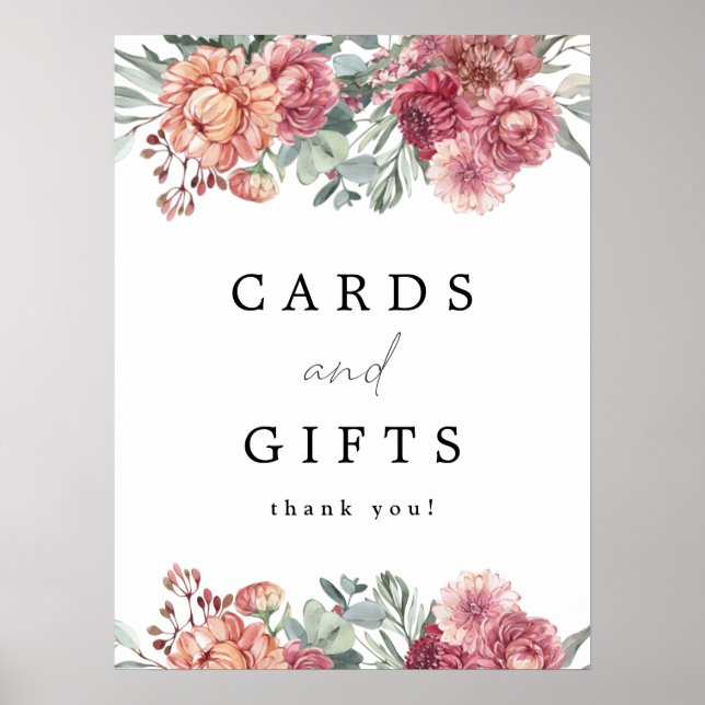 MARGOT Dusty Rose Blush Pink Floral Cards & Gifts Poster (Front)