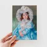 Margot in Blue | Mary Cassatt Postcard<br><div class="desc">Margot in Blue (1902) by American impressionist artist Mary Cassatt. Original artwork is a portrait of a young girl dressed in blue with an oversized bonnet. 

Use the design tools to add custom text or personalise the image.</div>