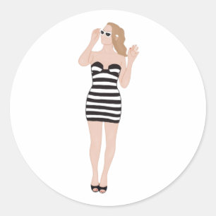 Margot Robbie as Original Barbie Classic Round Sticker