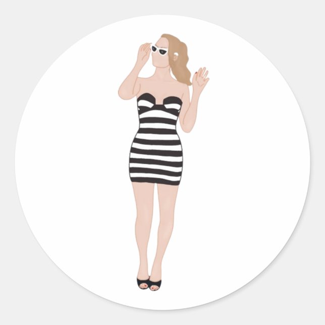 Margot Robbie as Original Barbie Classic Round Sticker (Front)