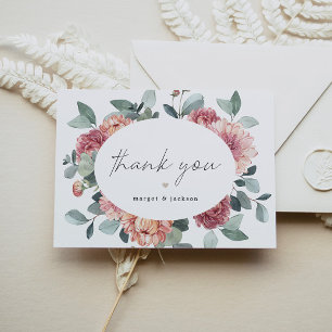 MARGOT Rustic Dusty Rose Blush Floral Bohemian Thank You Card