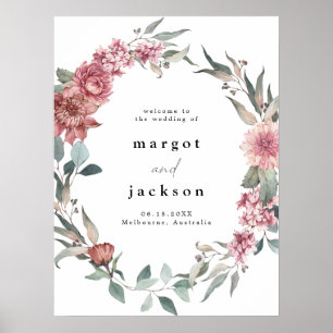 MARGOT Rustic Dusty Rose Blush Wedding Welcome Poster