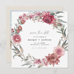 MARGOT Square Dusty Rose Blush Photo Save the Date Invitation