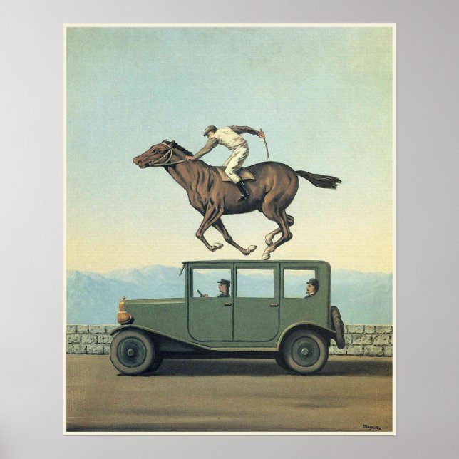 MARGRITTE HORSE RACING CAR Fine Art Poster (Front)