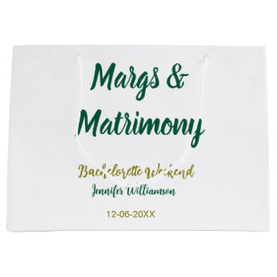 Margs and matrimony add name date bachelorette par large gift bag