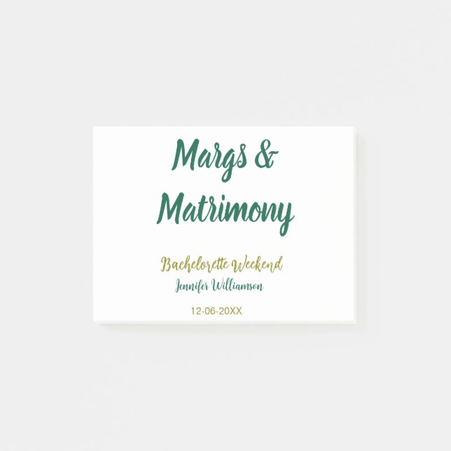 Margs and matrimony add name date bachelorette par post-it notes (Front)