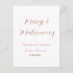 Margs and matrimony add name date bachelorette par postcard