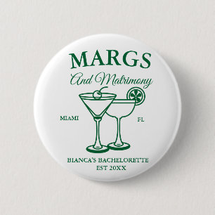 Margs and Matrimony  Beach Bachelorette party  6 Cm Round Badge