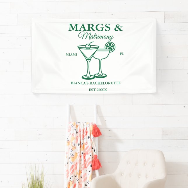 Margs and Matrimony Beach Bachelorette party  Banner (Insitu)