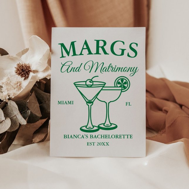 Margs and Matrimony  Beach Bachelorette party  Pedestal Sign (Creator Uploaded)