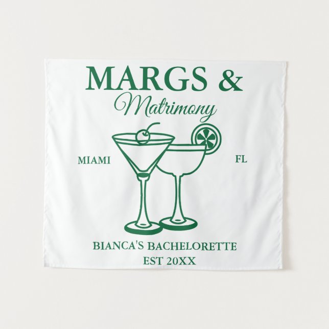 Margs and Matrimony Beach Bachelorette party  Tapestry (Front (Horizontal))