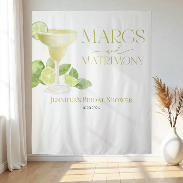 Margs and Matrimony | Bridal Shower Backdrops Tapestry (Creator Uploaded)