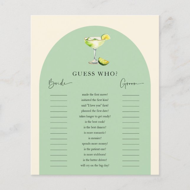 Margs and Matrimony Bridal Shower Guess Who Game (Front)