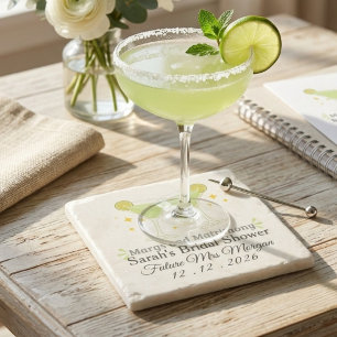 Margs and Matrimony Bridal Shower margarita Stone Coaster